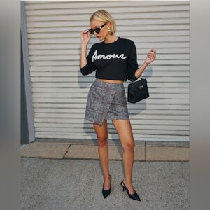 VICI tweed wrap mini skirt